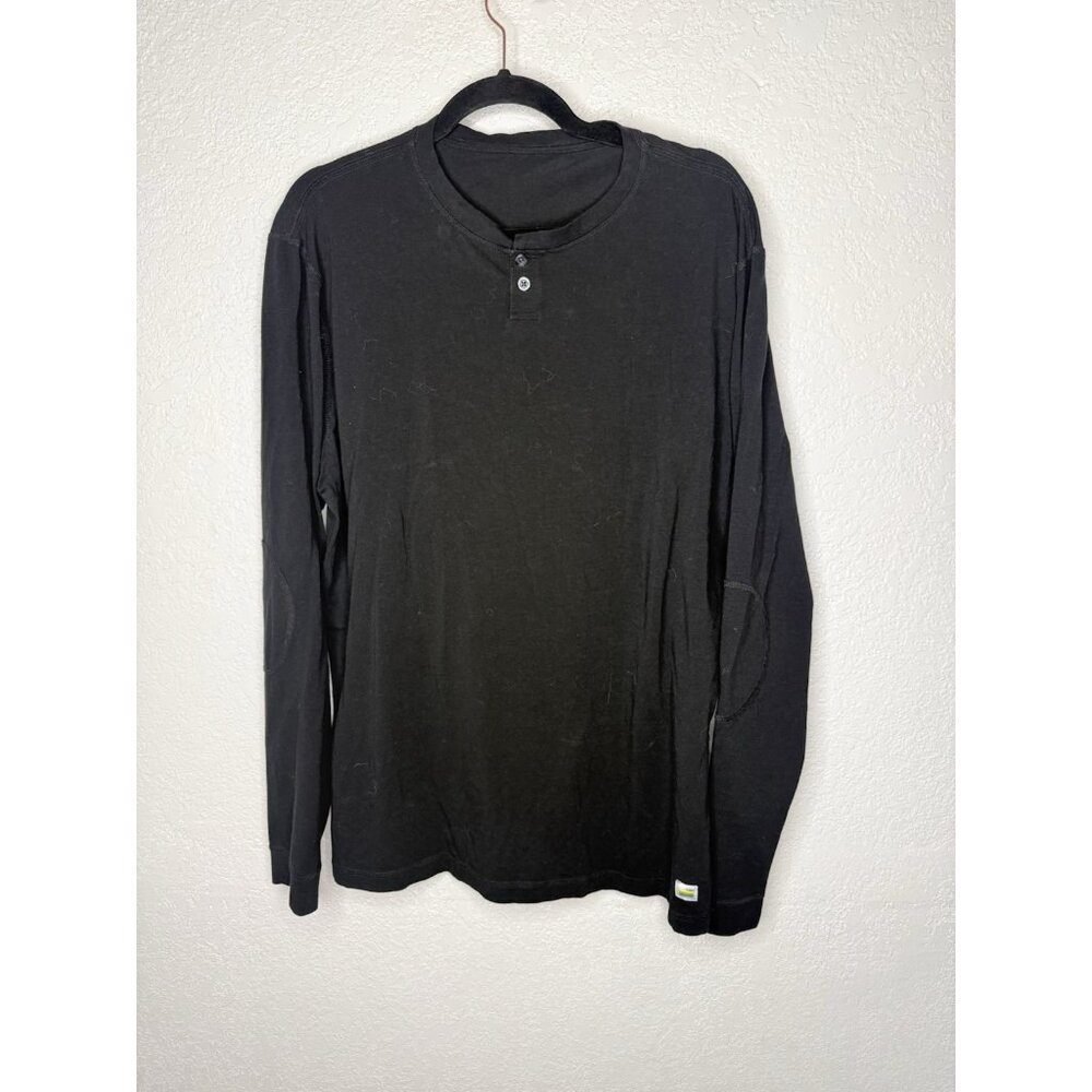 Vuori Viewpoint Henley Size L Black Elbow Patch Pima Cotton Men’s Long Sleeve N